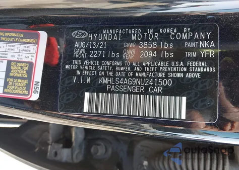 2022 Hyundai Elantra Sel z USA, uszkodzony, nr VIN KMHLS4AG9NU241500